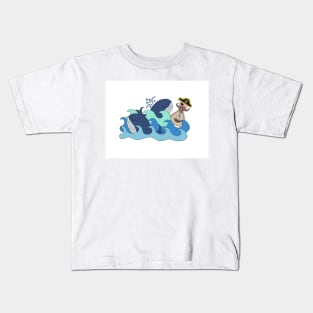 Pete the part-time pirate - whales Kids T-Shirt